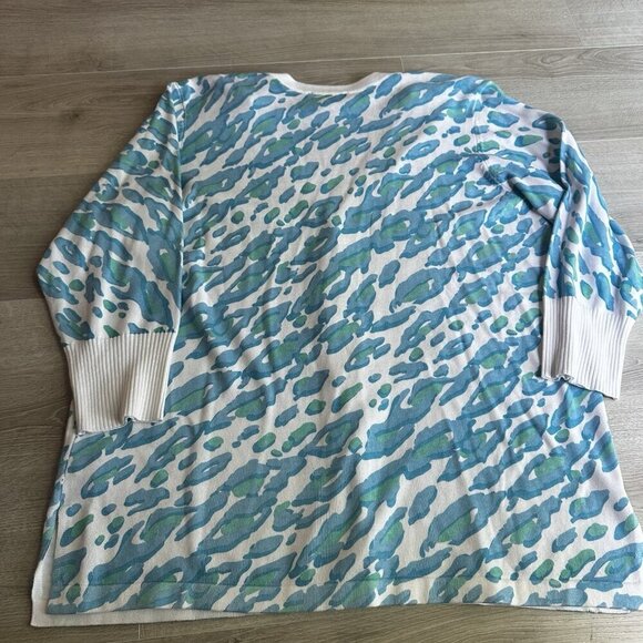 Bob Mackie Cardigan Wearable Art Blue Artsy Wearable Art Boho Resortwear Sz XL - Picture 10 of 10